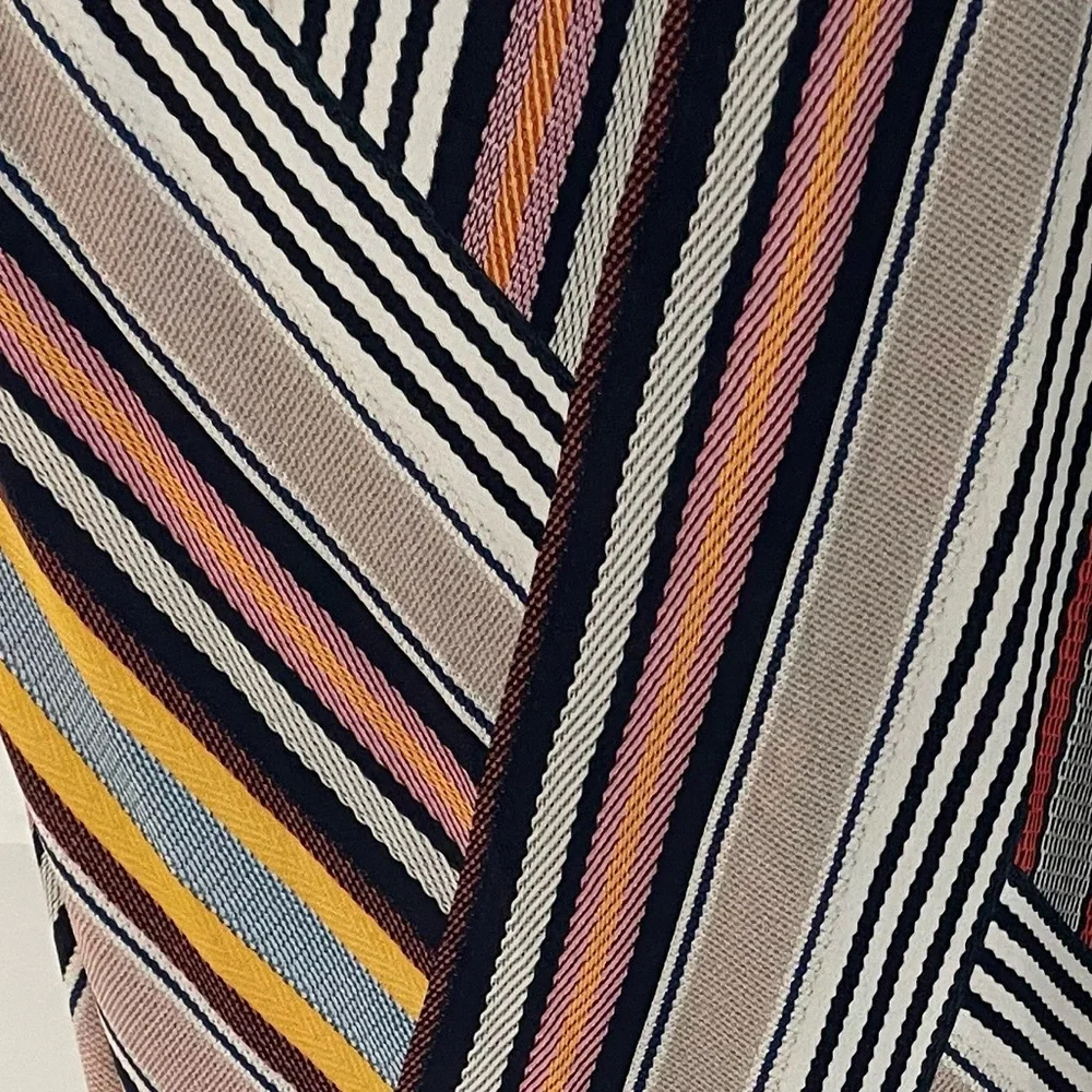 Tory Burch Runway Hook-Embellished Striped Crepe-Jersey Midi Wrap Dress     g12